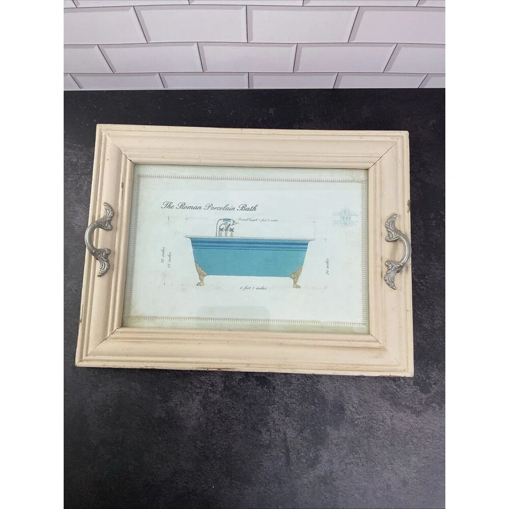 Bathroom Decoration Framed Roman Porcelain Design Bathtub.16” x 12.25” - Picture 2 of 16